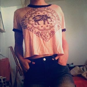Super Cute Bohemian Pink Blue Crop Top Flowy XS